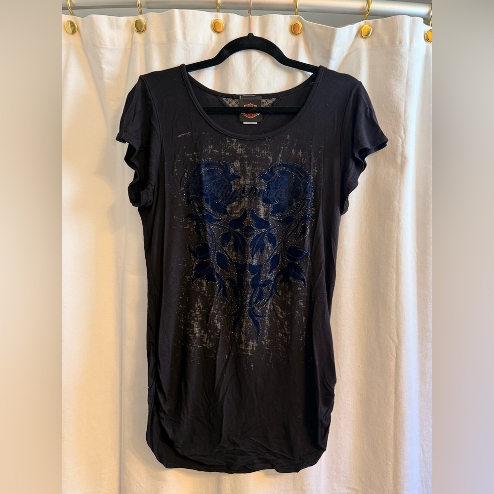 Harley-Davidson Black Tee with Blue Graphic